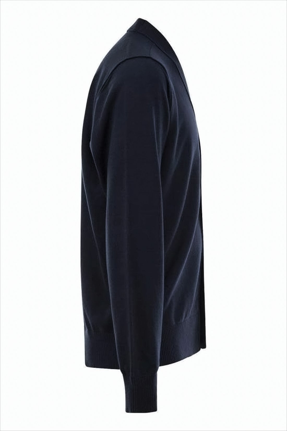 V-Neck Cardigan with Button-Down Front and Distinctive Logo