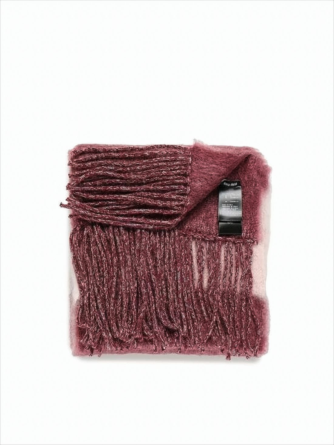 Luxurious Burgundy and Pink Mohair Blend Scarf