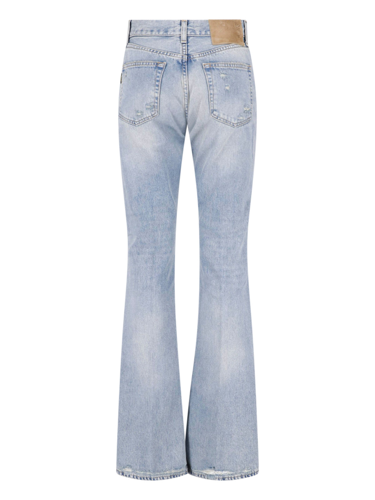 Light Blue Flora Flared Distressed Jeans