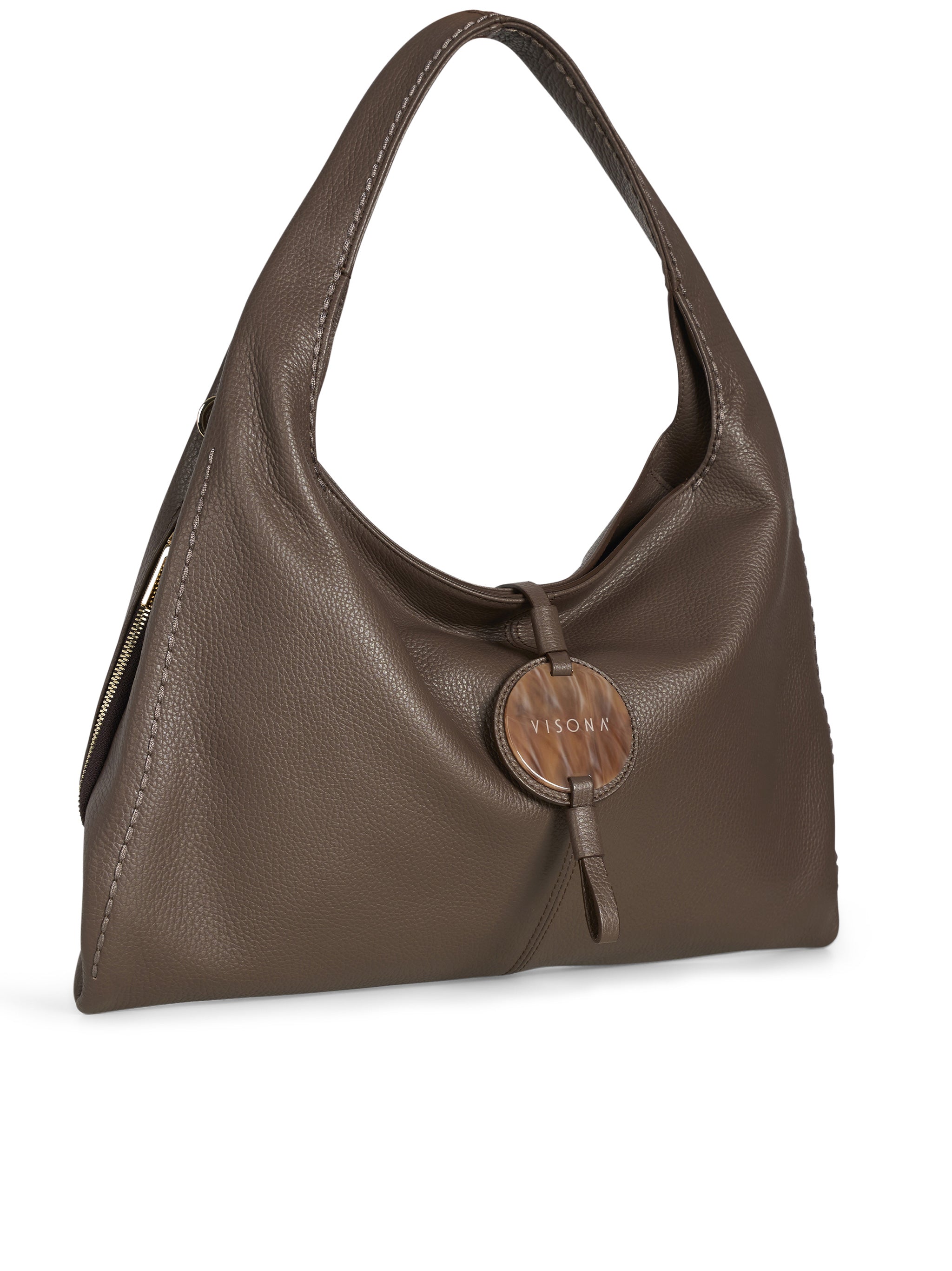 California Medium Pebbled Leather Shoulder Bag