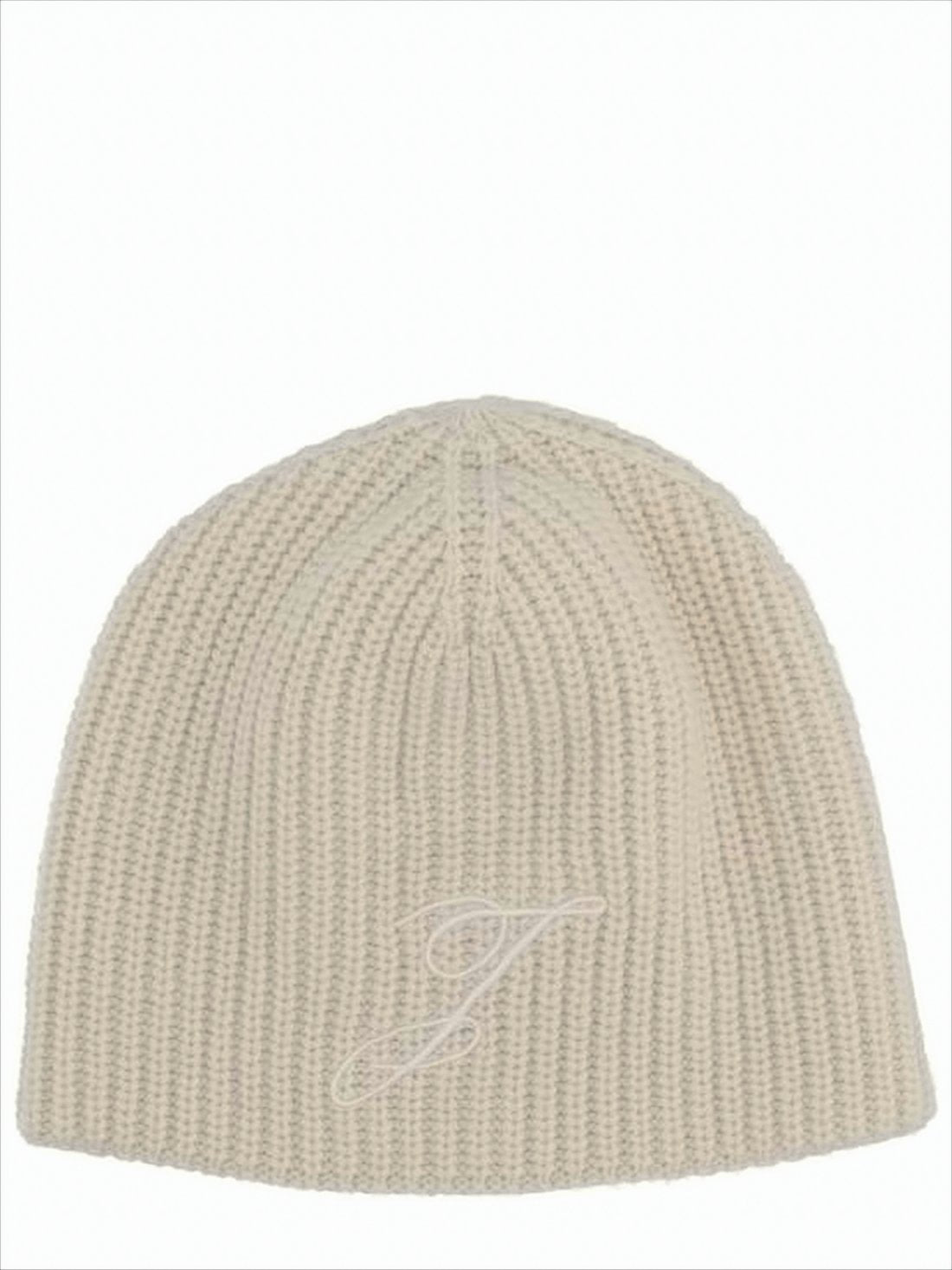 Ribbed Merino Wool Beanie with Embroidered Initial