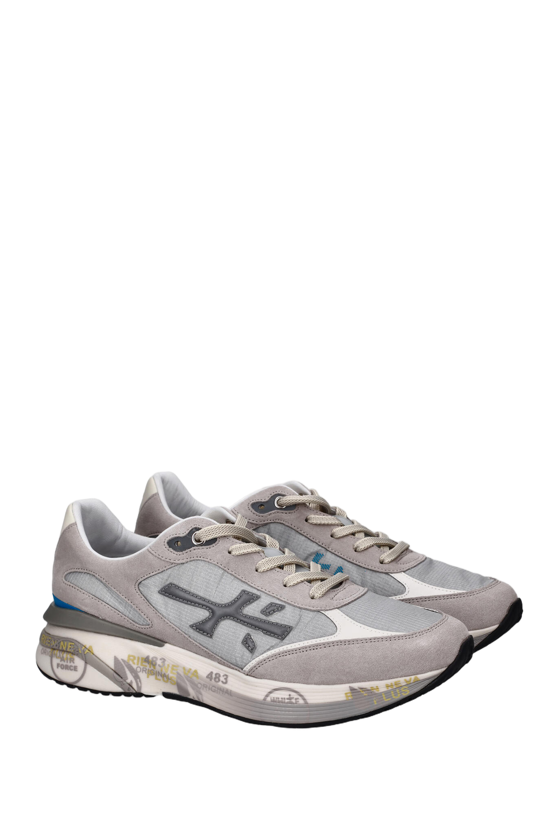 Grey Moerun Leather And Canvas Sneakers