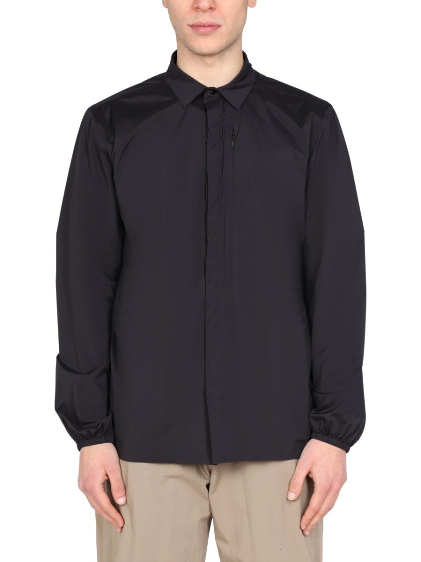 Pointed Collar Snap Closure Shirt Jacket