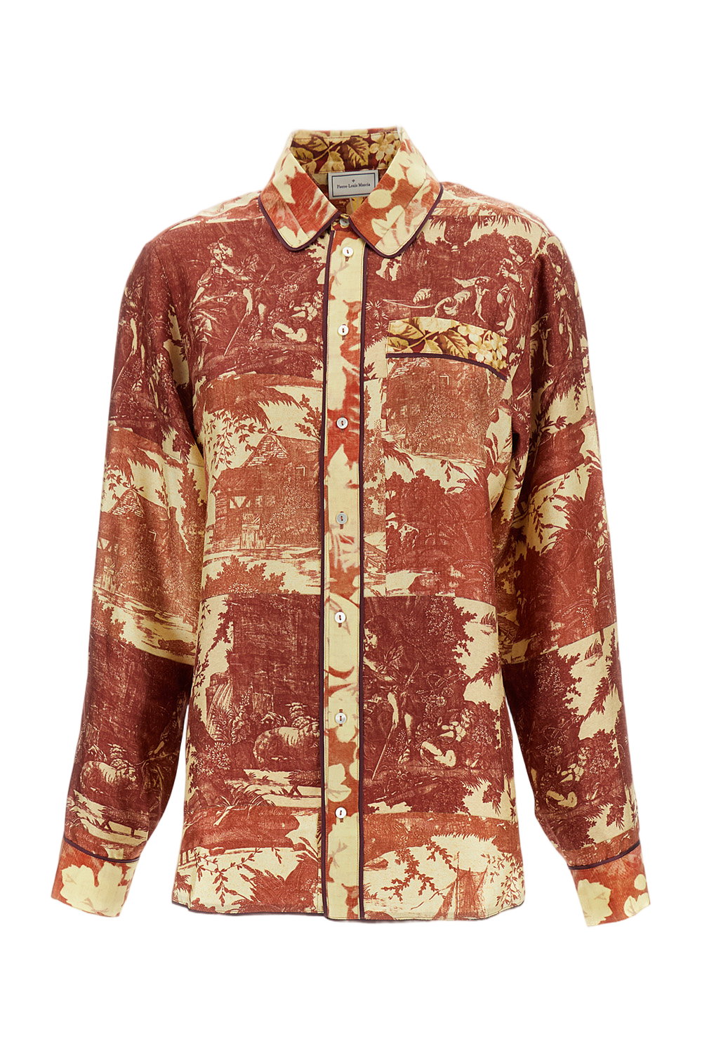 Long-Sleeved Printed Silk Shirt With Classic Collar