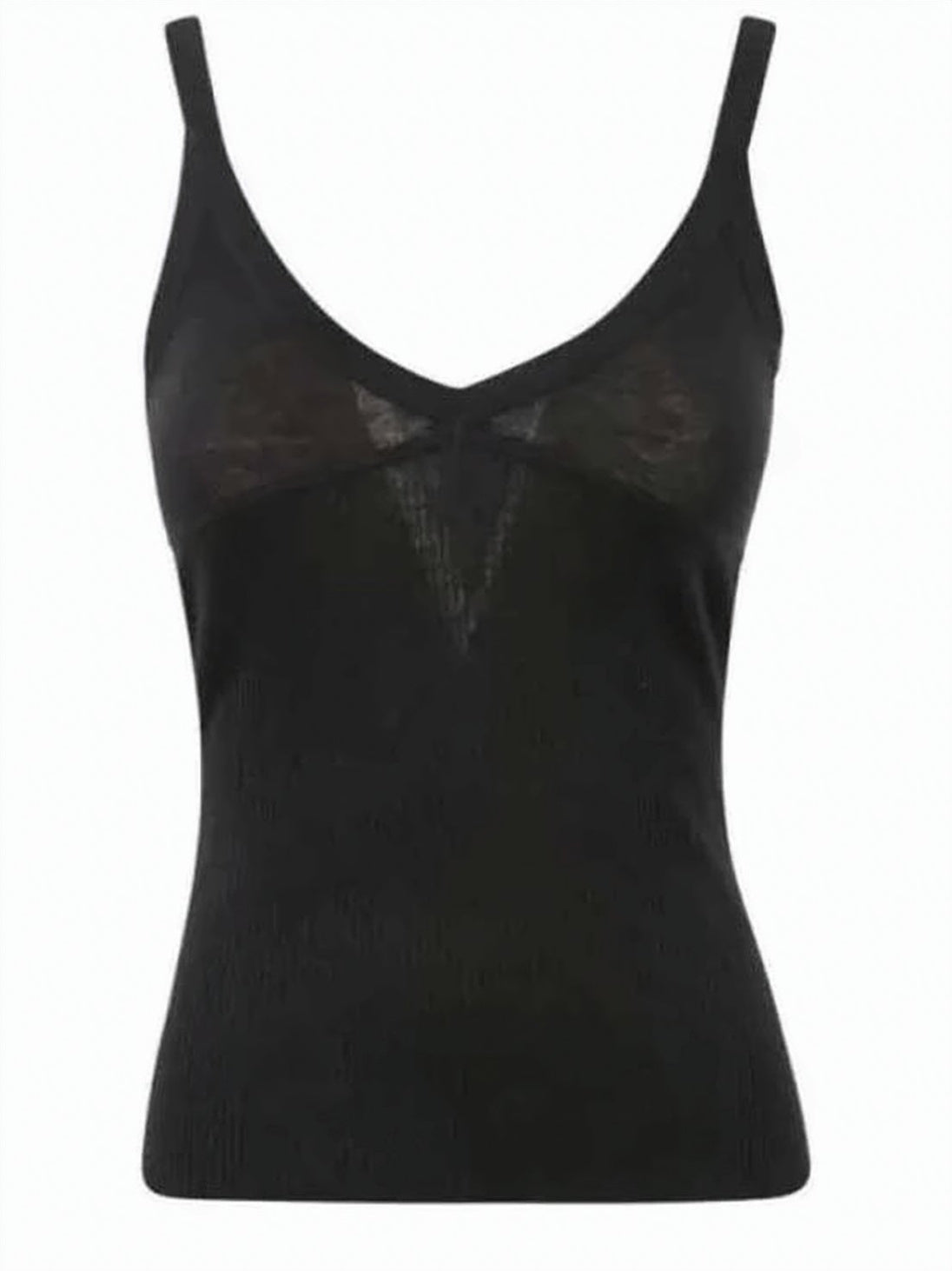 Fitted Black Wool Tank Top
