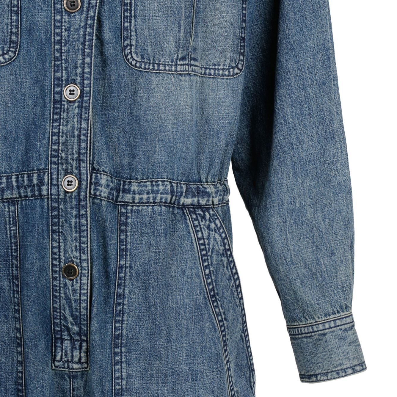 Denim Jumpsuit with Button-Up Front and Utility Pockets