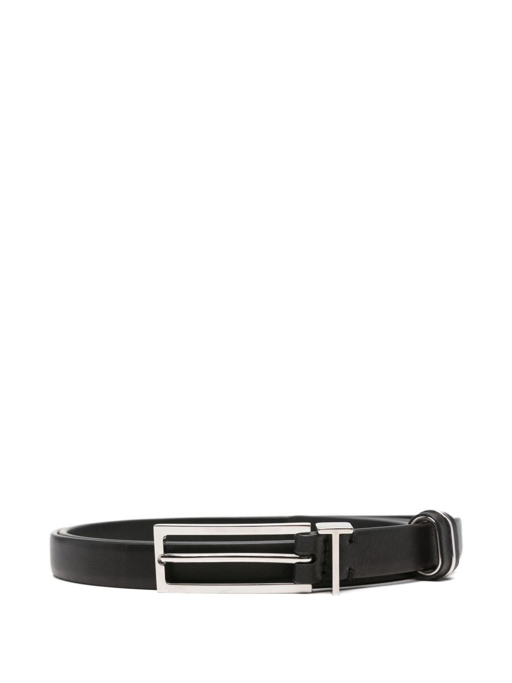 Black Calf Leather Belt With T-Loop Buckle