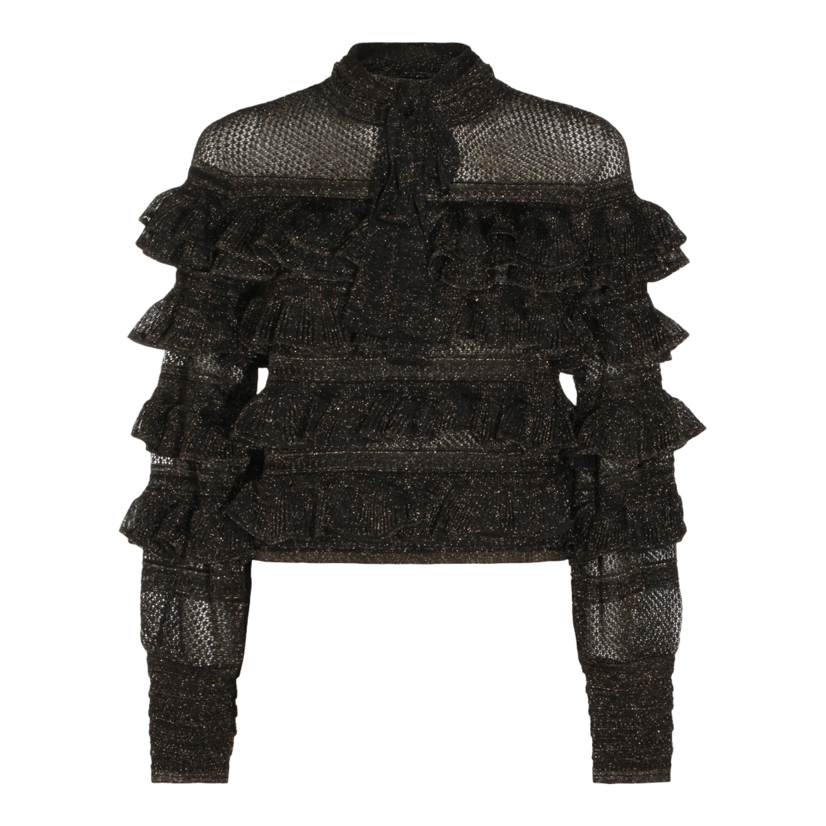 Sheer Textured Top with Ruffled Detailing