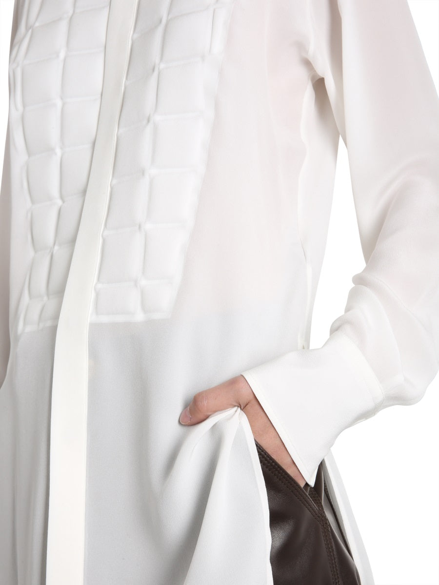 Structured Quilted Silk Shirt with Button Closure