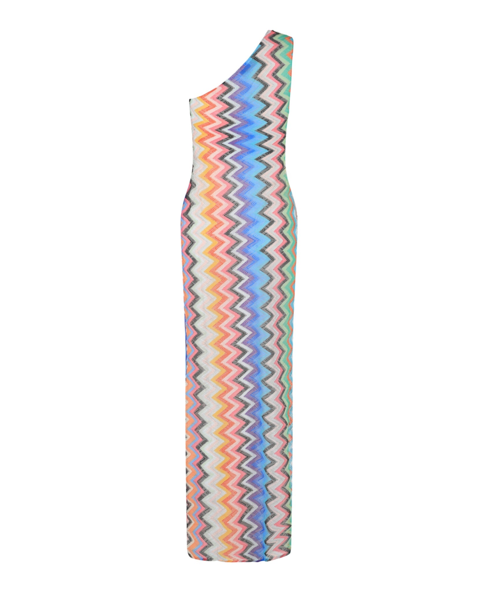 One-Shoulder Zig Zag Maxi Dress
