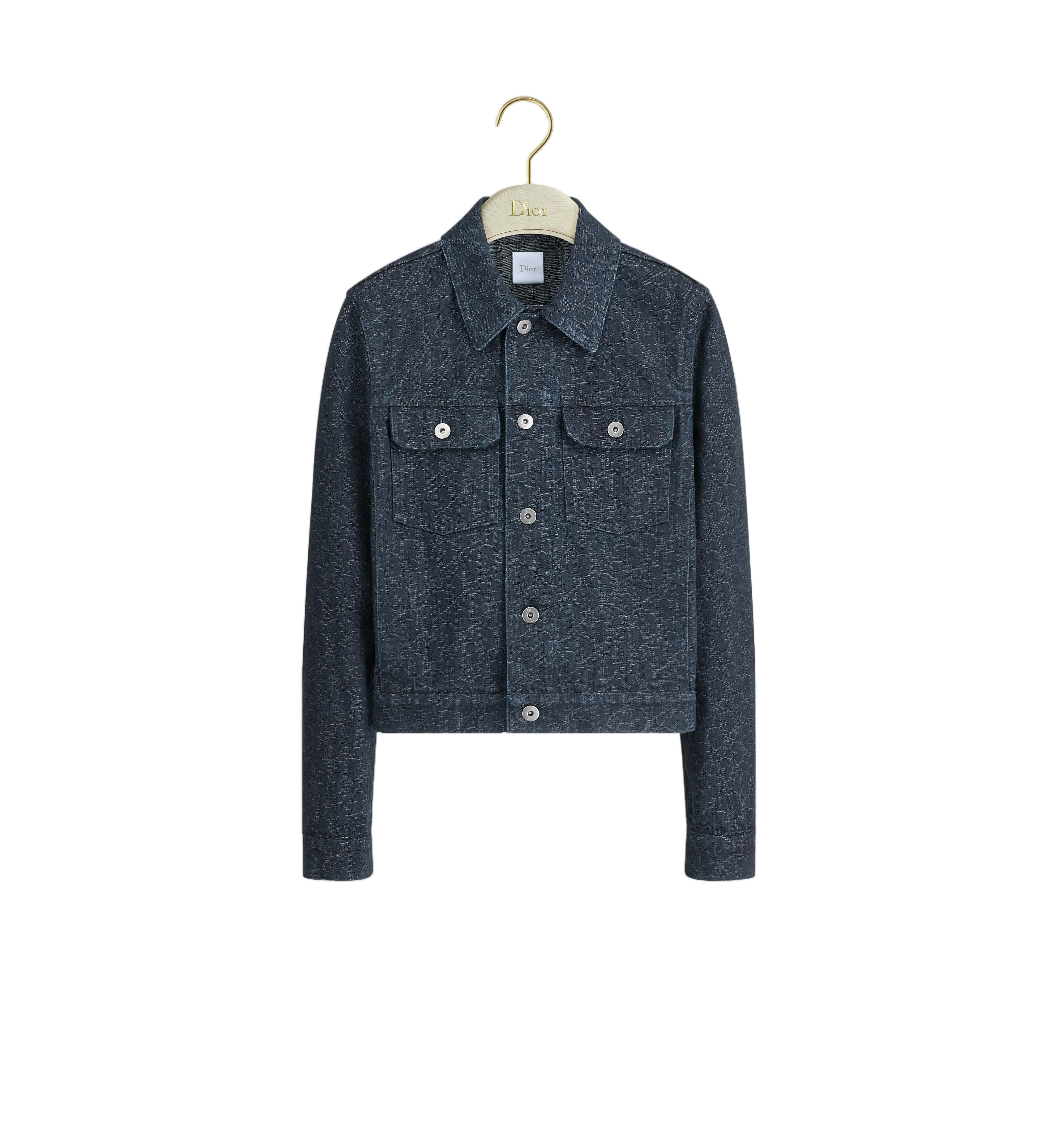 Cropped Denim Jacket With Monogram Pattern