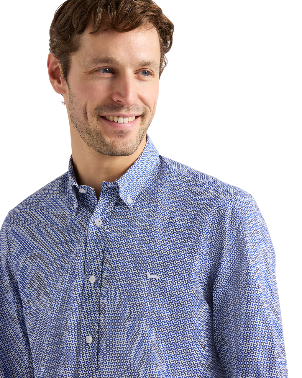 Tailored Blue Shirt with Micro Print