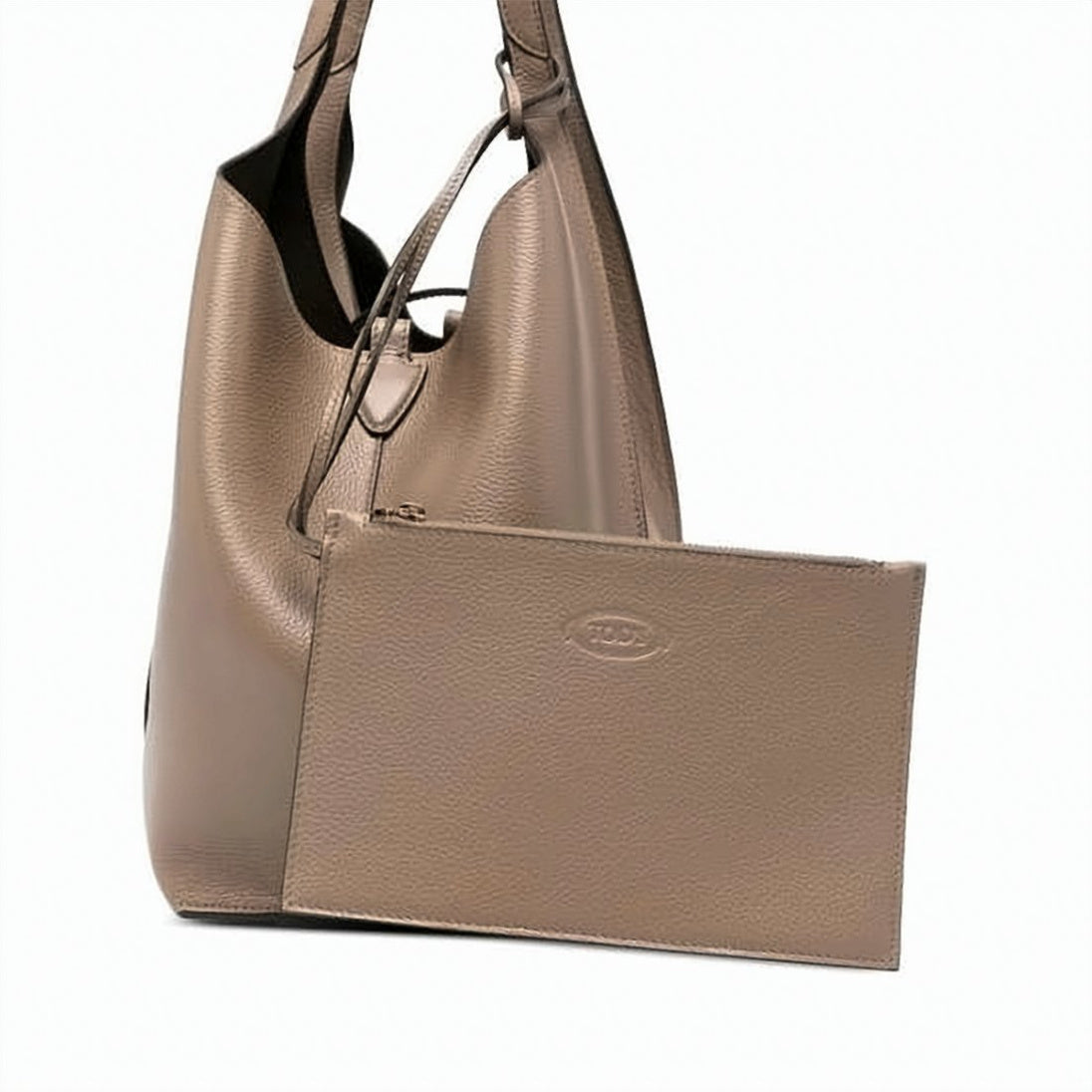 Structured Pebbled Calf Leather Small Shopper Bag