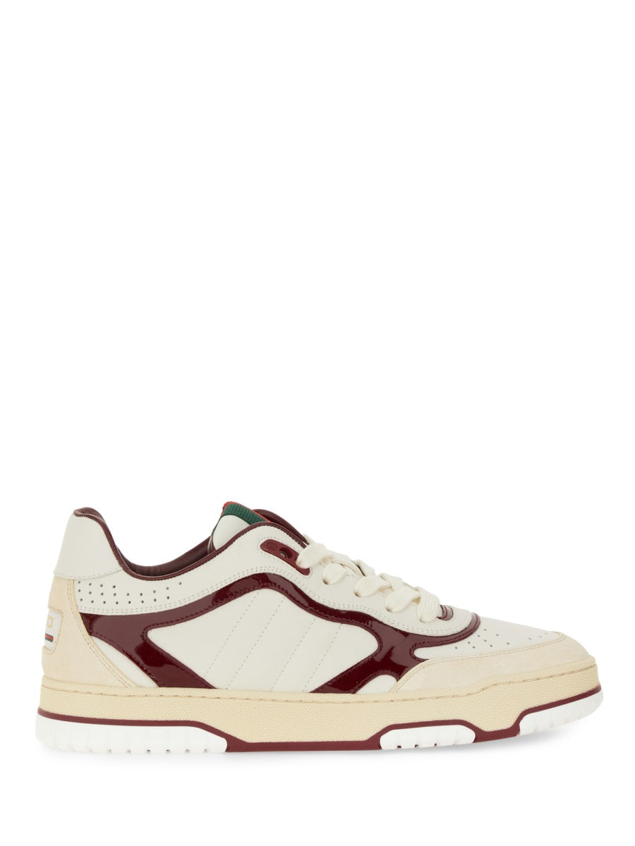 Low-Top White Calfskin Sneakers with Polished Finish