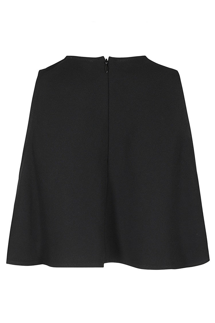 Flared Hem Crepe Top