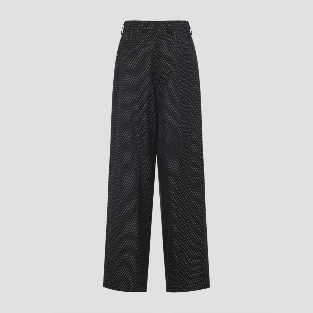 Wide-Leg Trousers With Delicate Dotted Pattern And High Waist