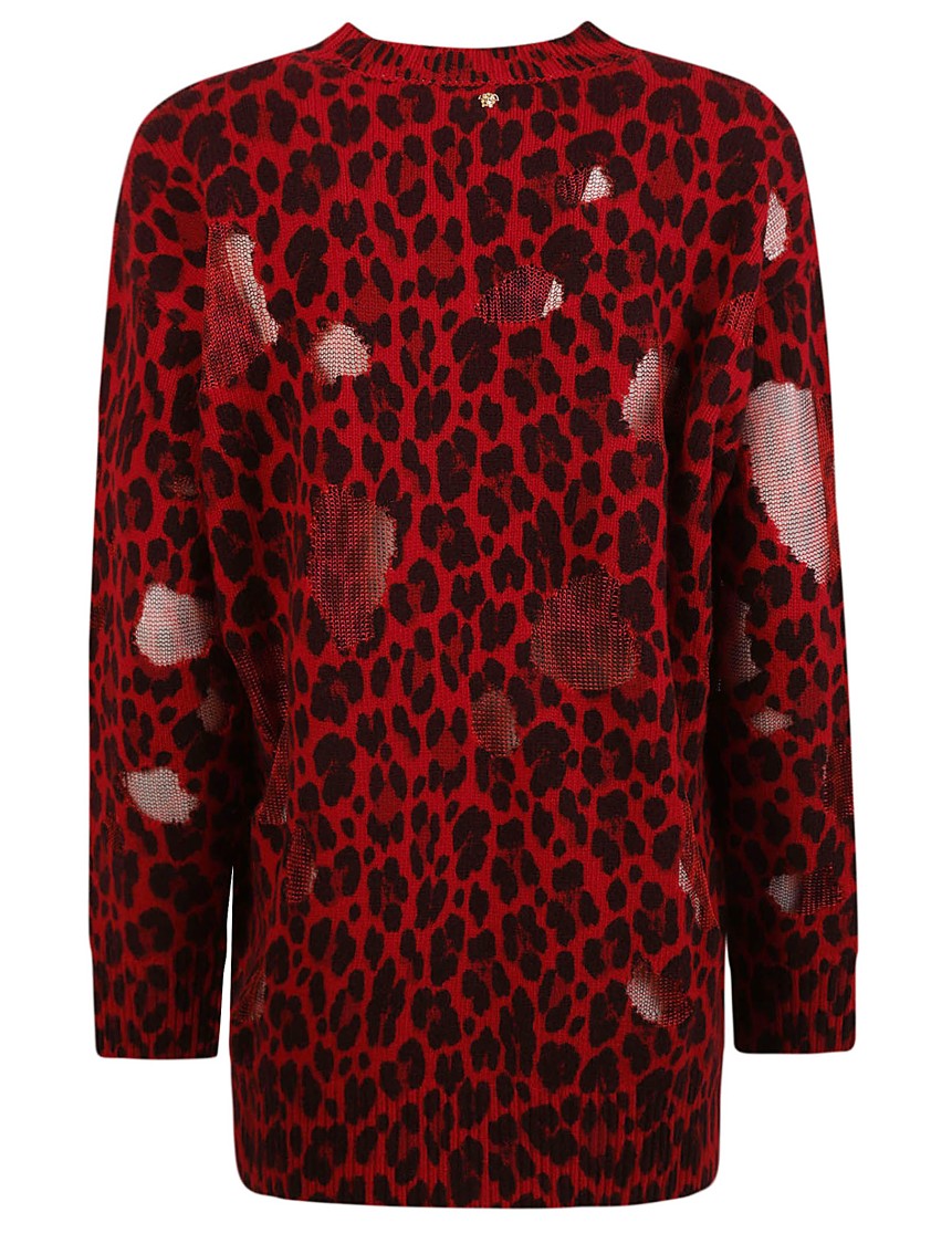 Leopard Print Sweater With Strategic Cutouts