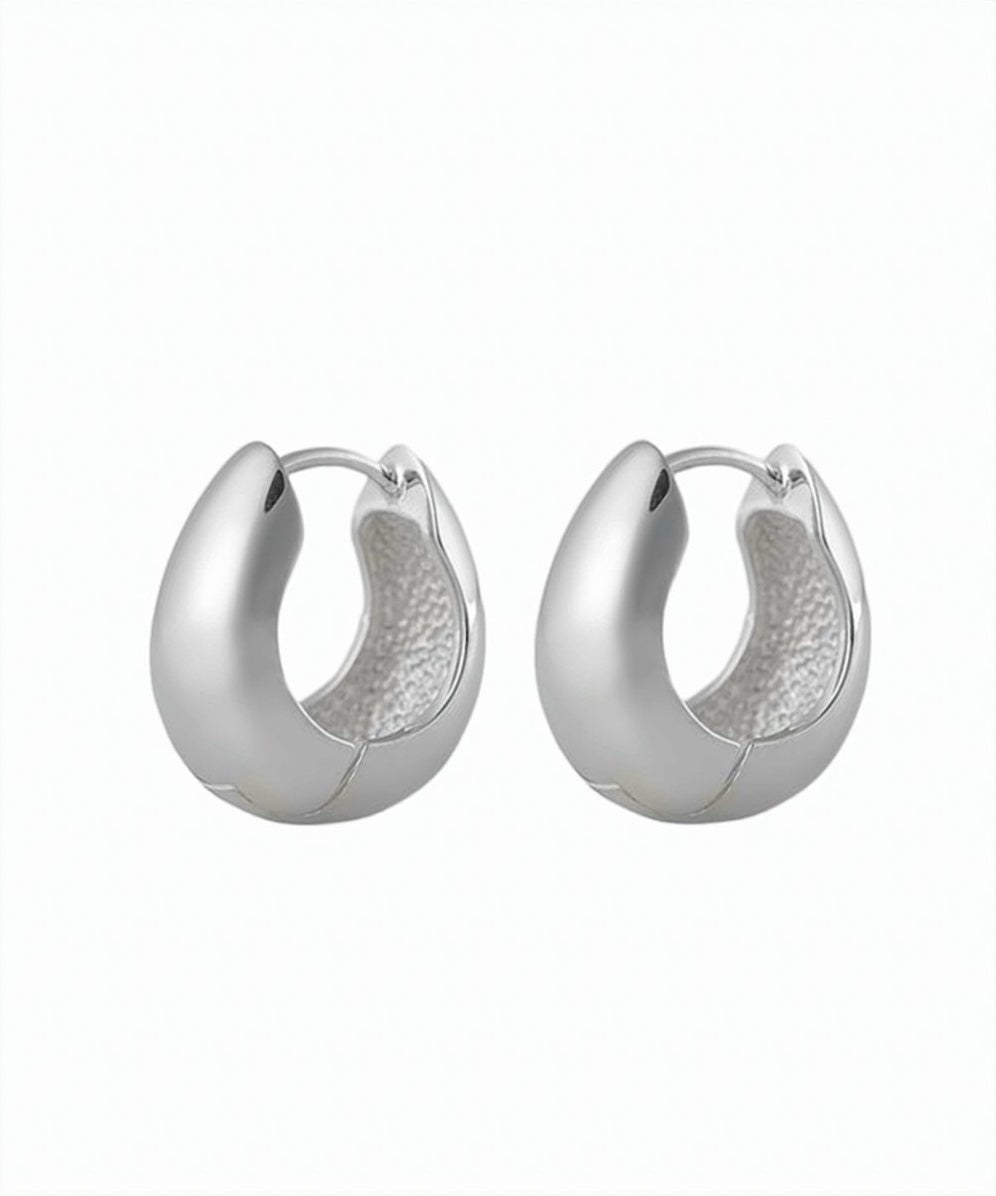Polished Sterling Silver Hoop Earrings with Chunky Silhouette