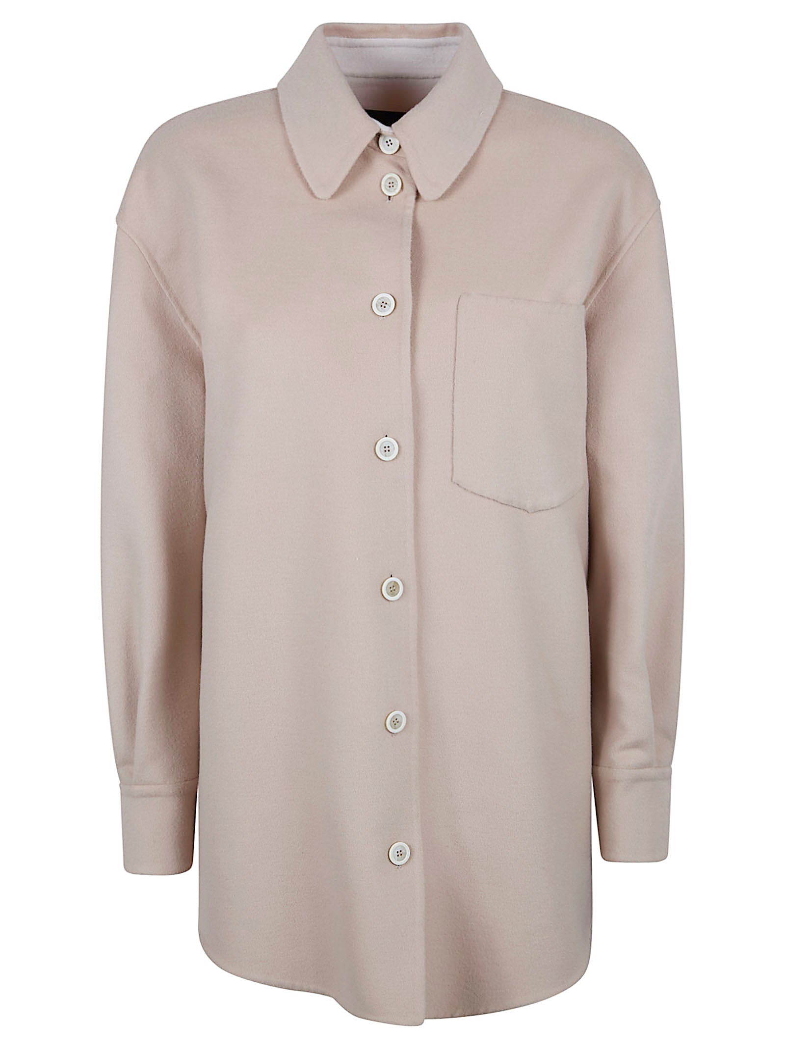 Long Oversized Shirt in Double Wool Fabric