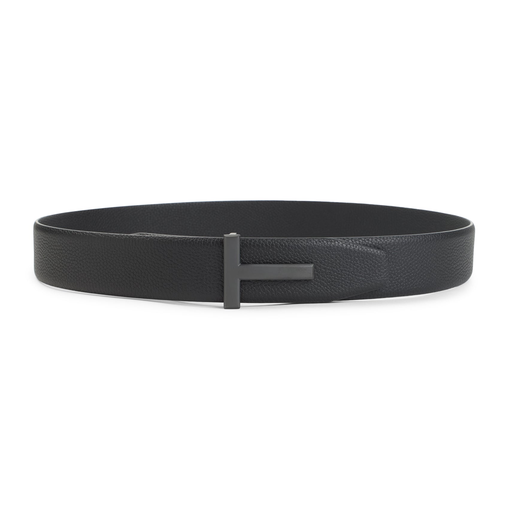 Textured Leather Belt with T-Shaped Buckle