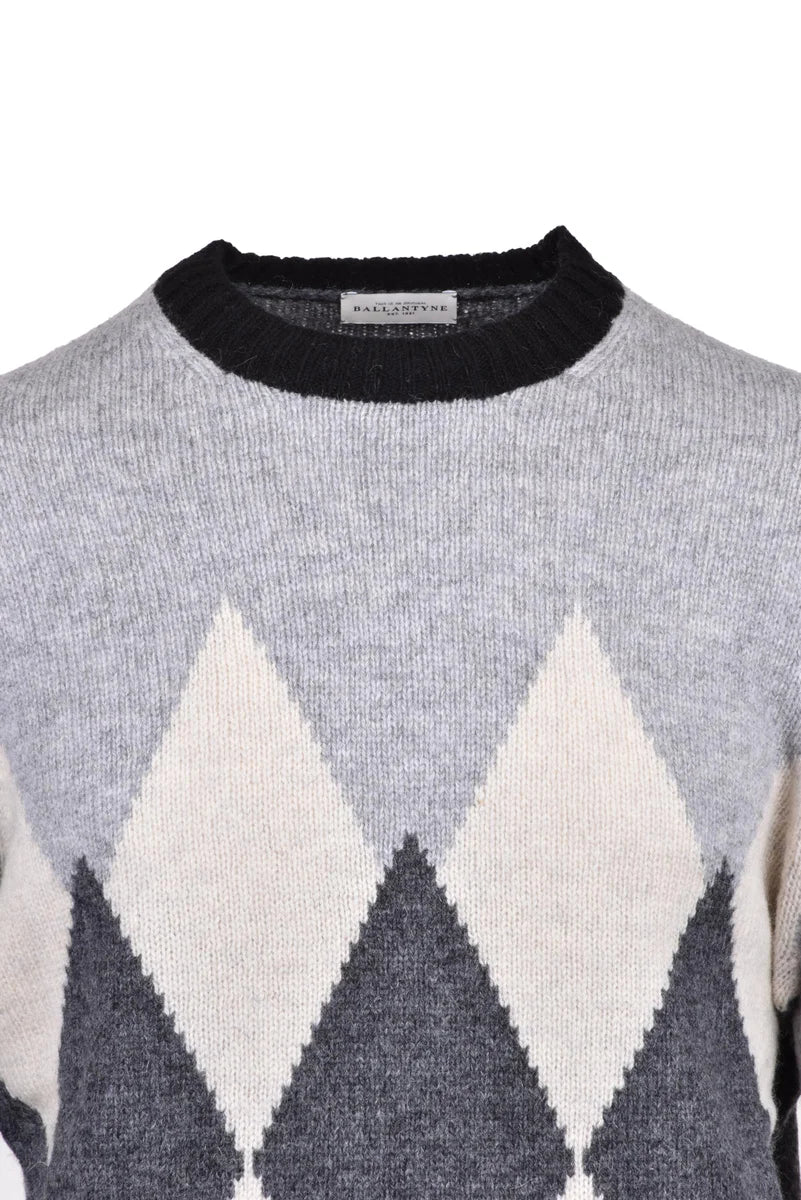 Wool Crewneck Pullover - Grey/Black