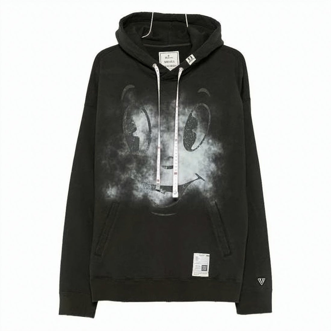 Casual Black Hoodie with Faded Graphic