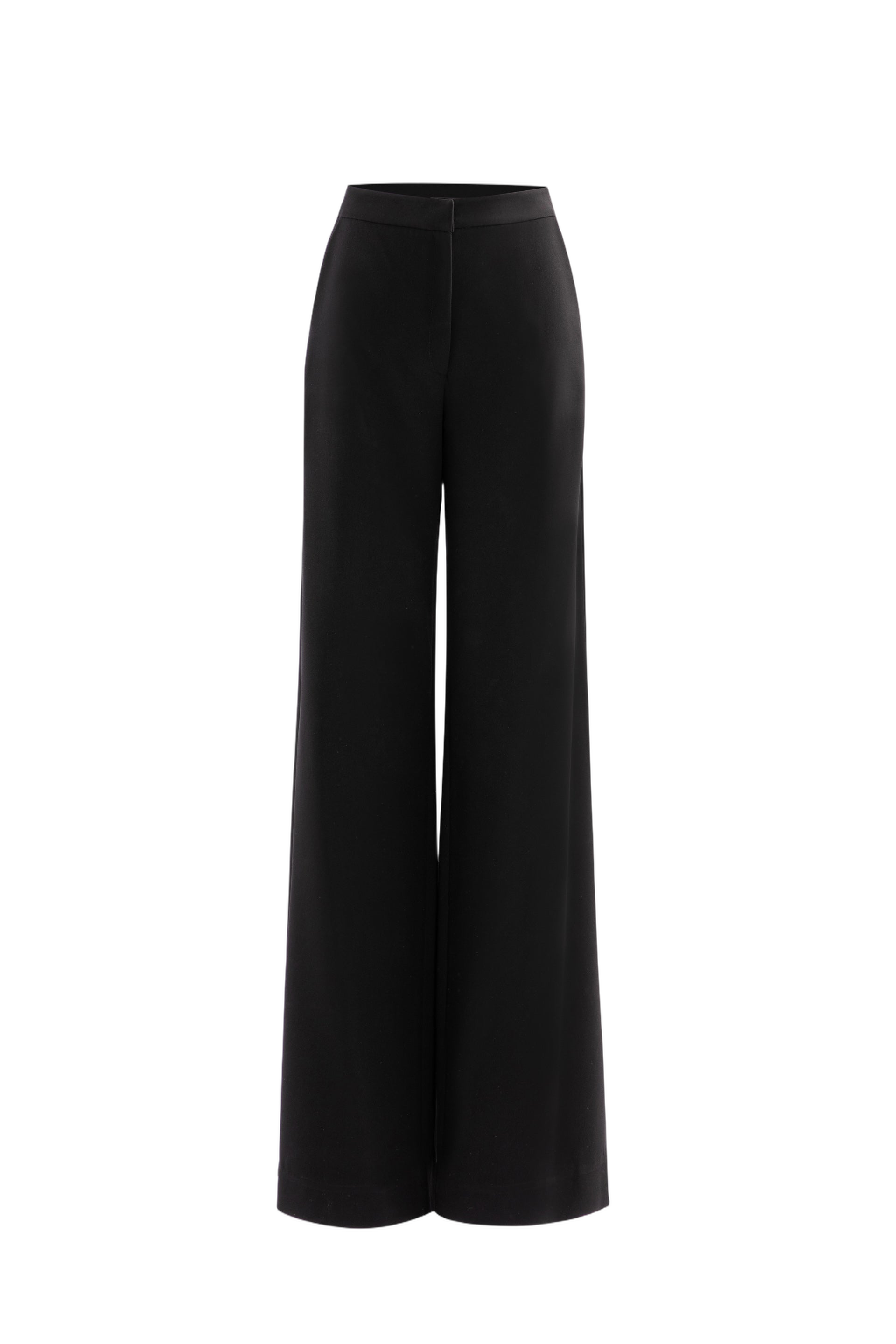 Jet Black Wide-Leg Tailored Pants