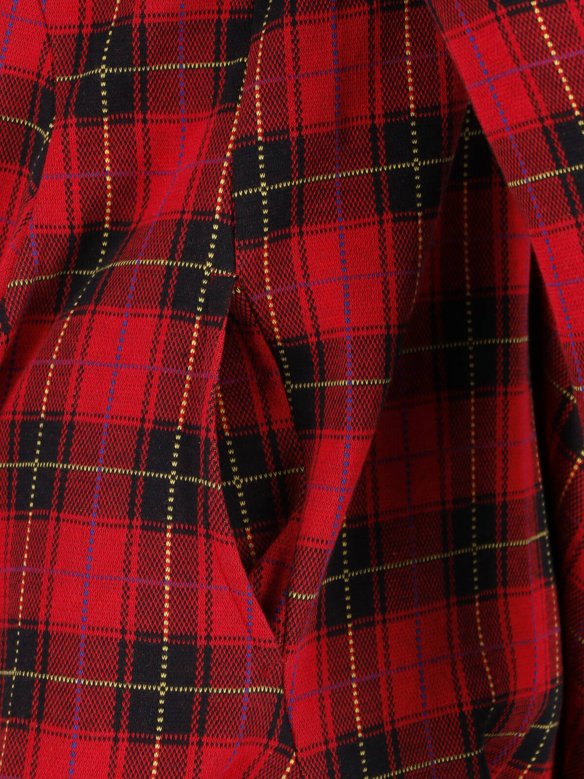 Red/Black Plaid Draped Hooded Dress