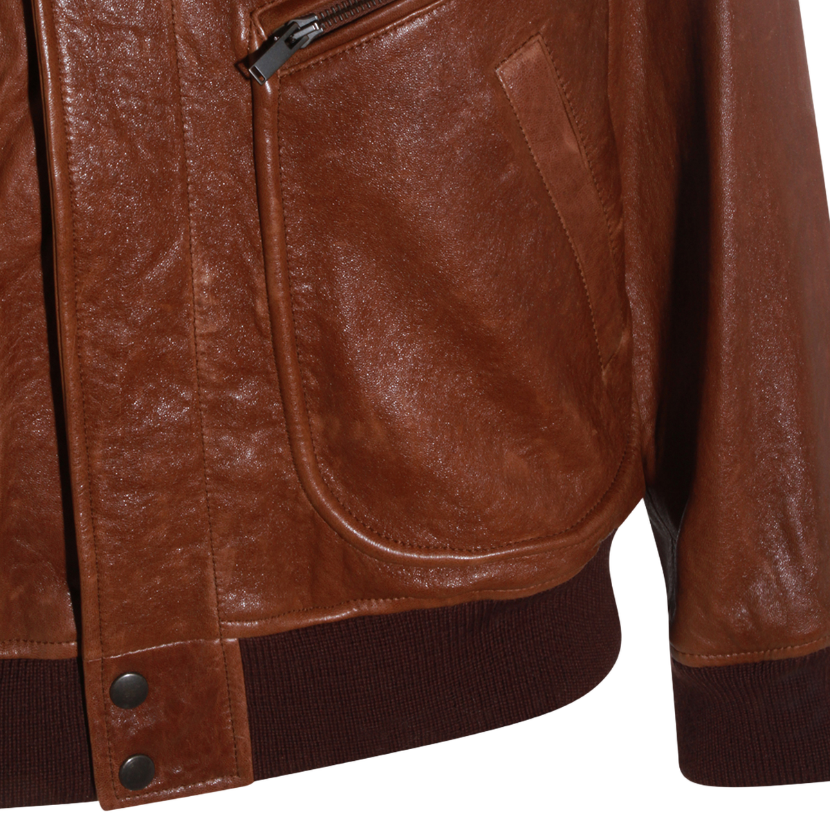 Rich Brown Leather Jacket With Textured Finish