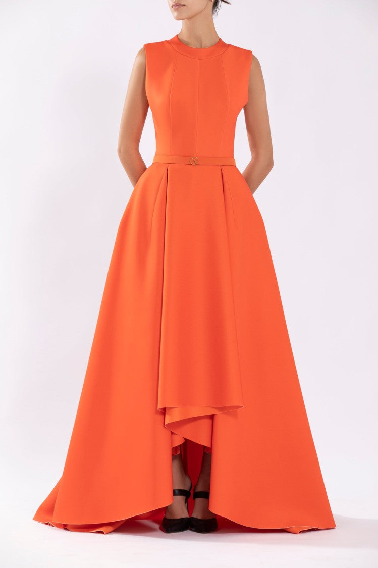 Neoprene Dress With High-Low Skirt