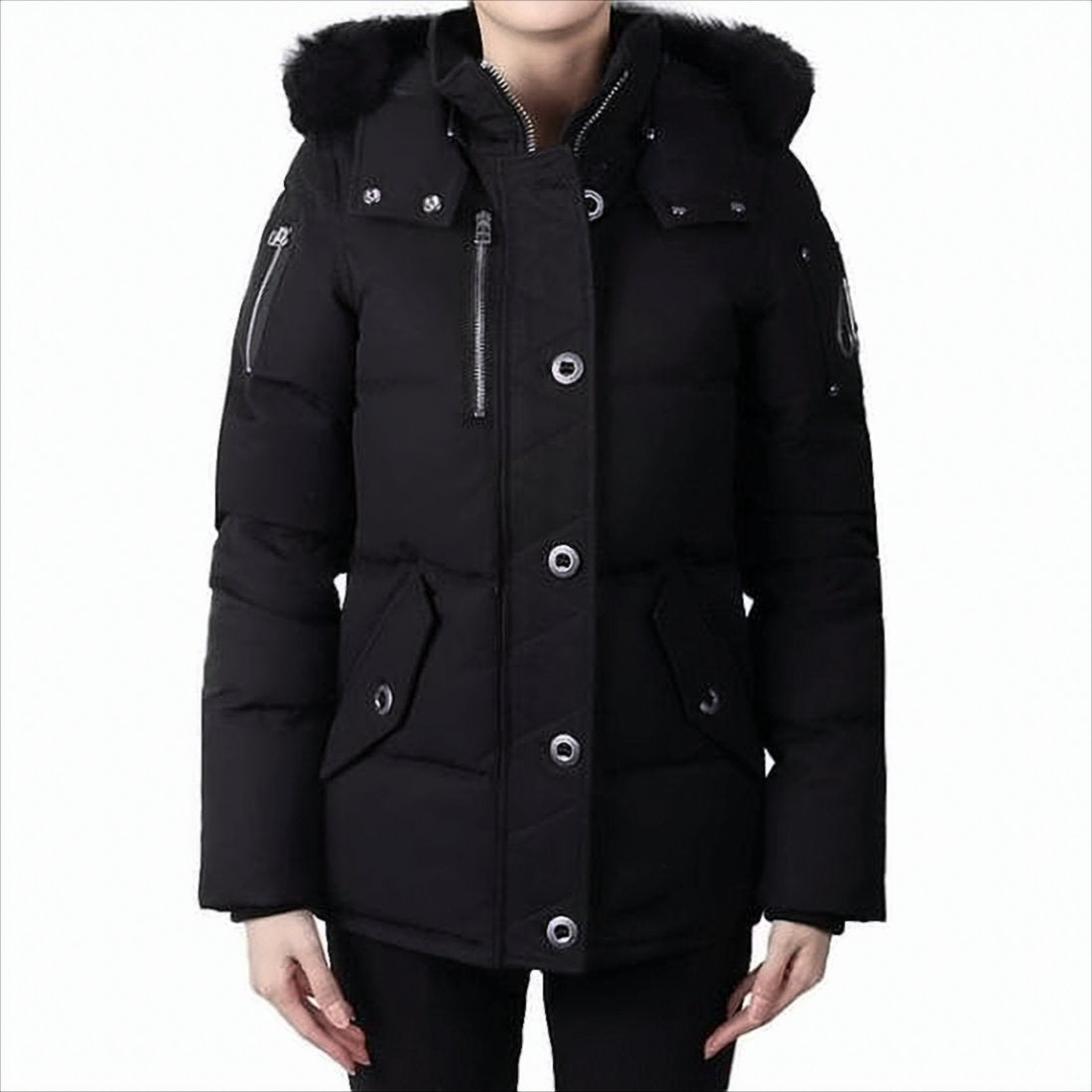 Quilted Down Jacket with Fur-Trimmed Hood