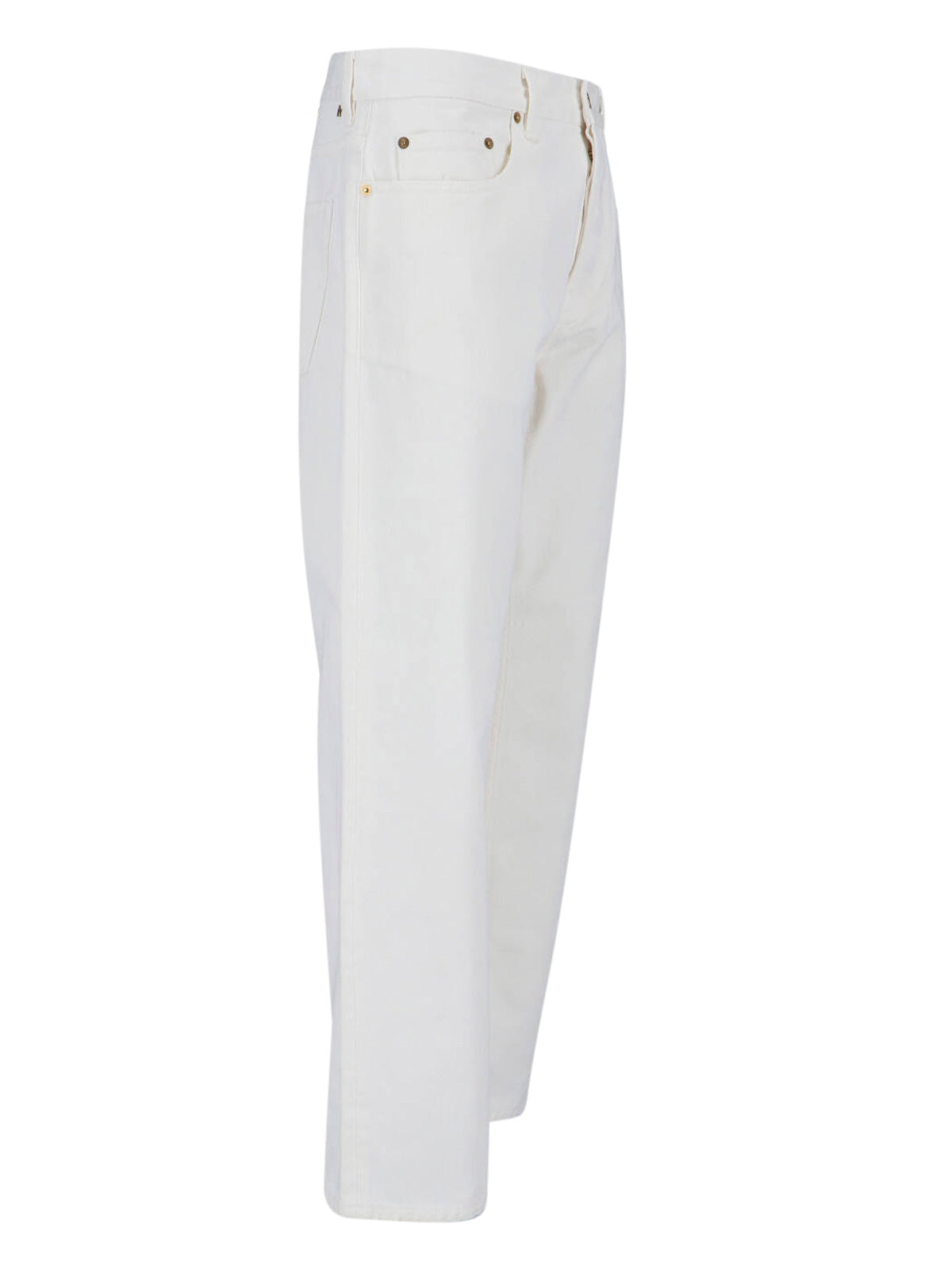 Straight-Leg White Jeans with Five-Pocket Design