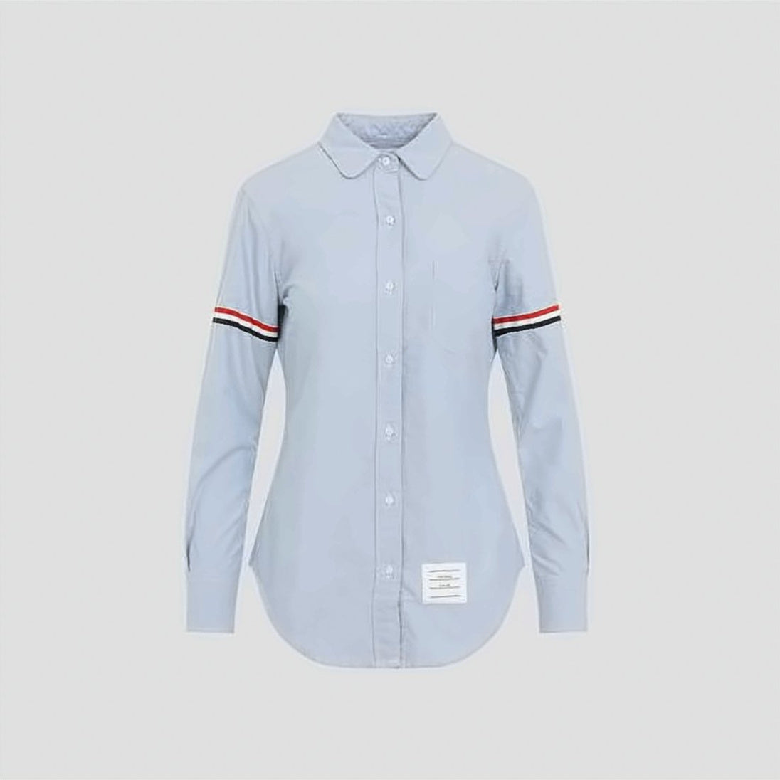 Long-Sleeved Button-Up Shirt with Striped Accents
