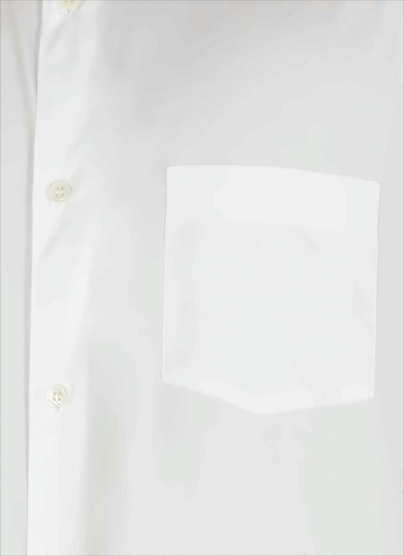 Long-Sleeve Shirt with Pointed Collar and Curved Hem