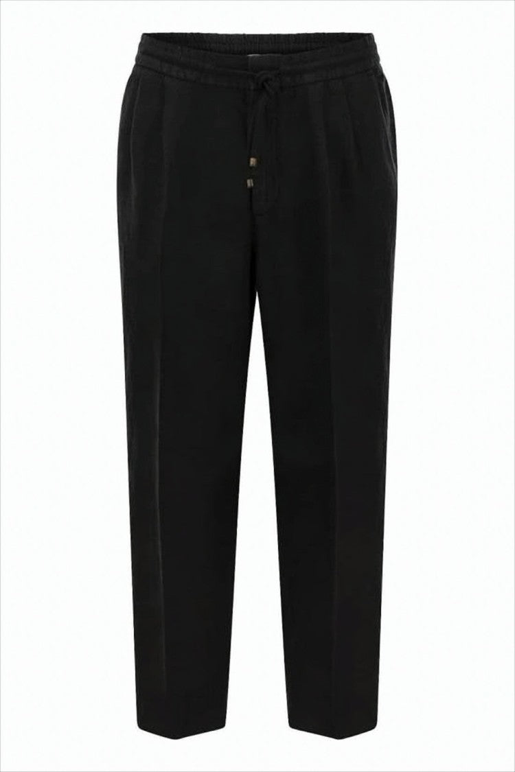 Relaxed Fit Black Linen Jogger Pants