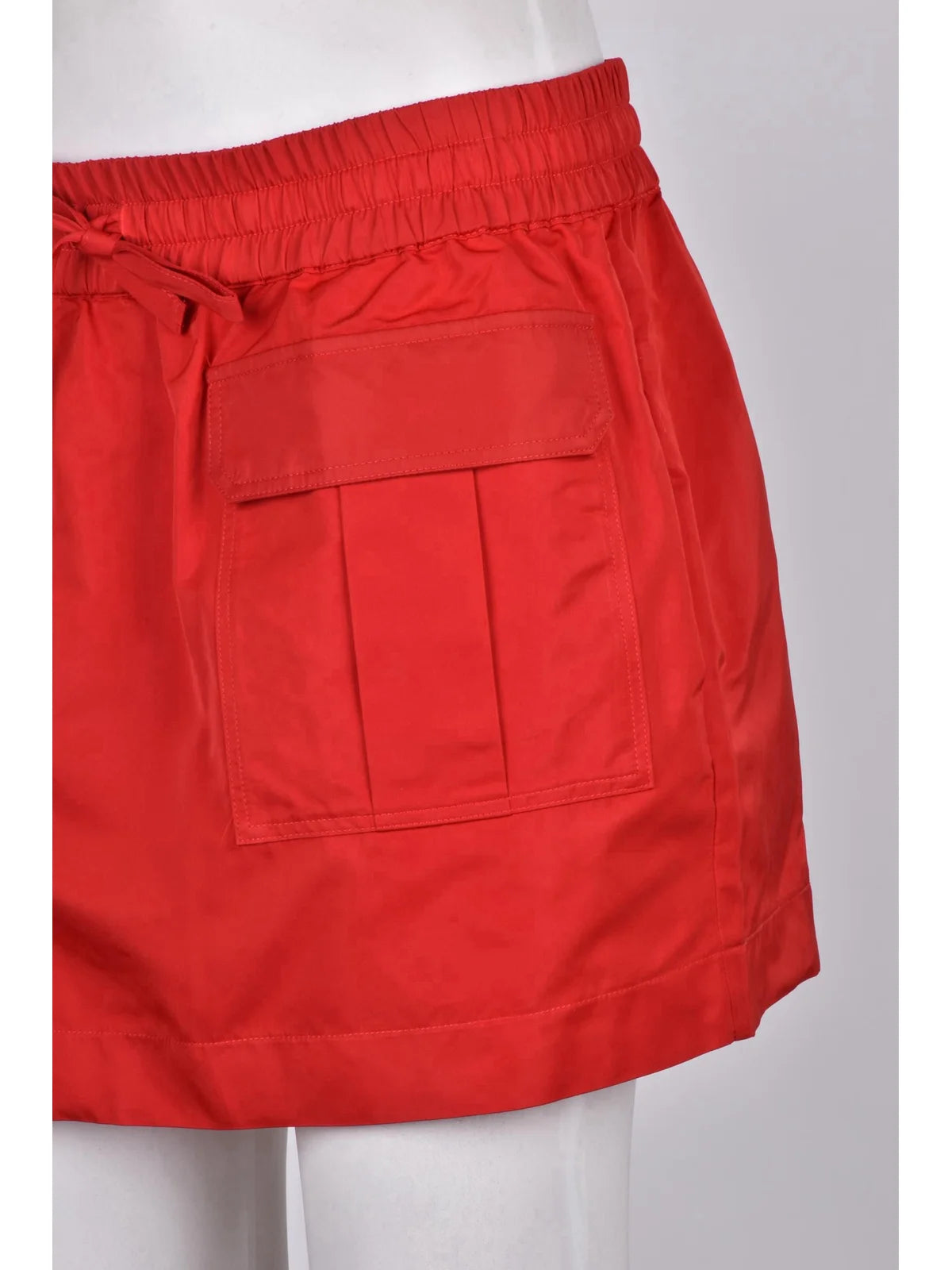Red Polyester Women's Mini Nylon Skirt