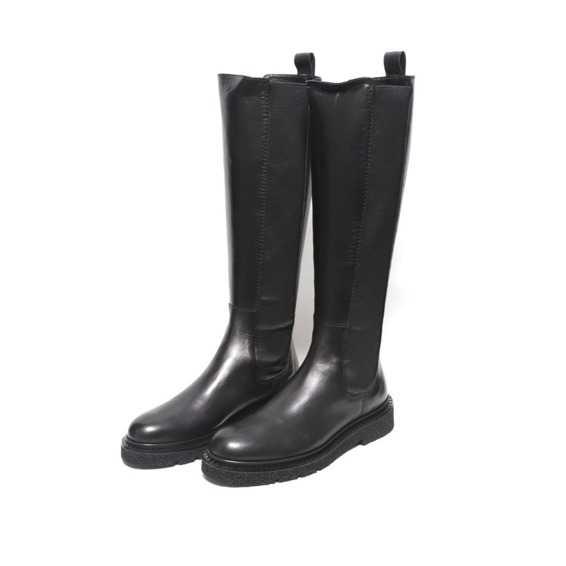 Black Nappa Boot With Side Elastic