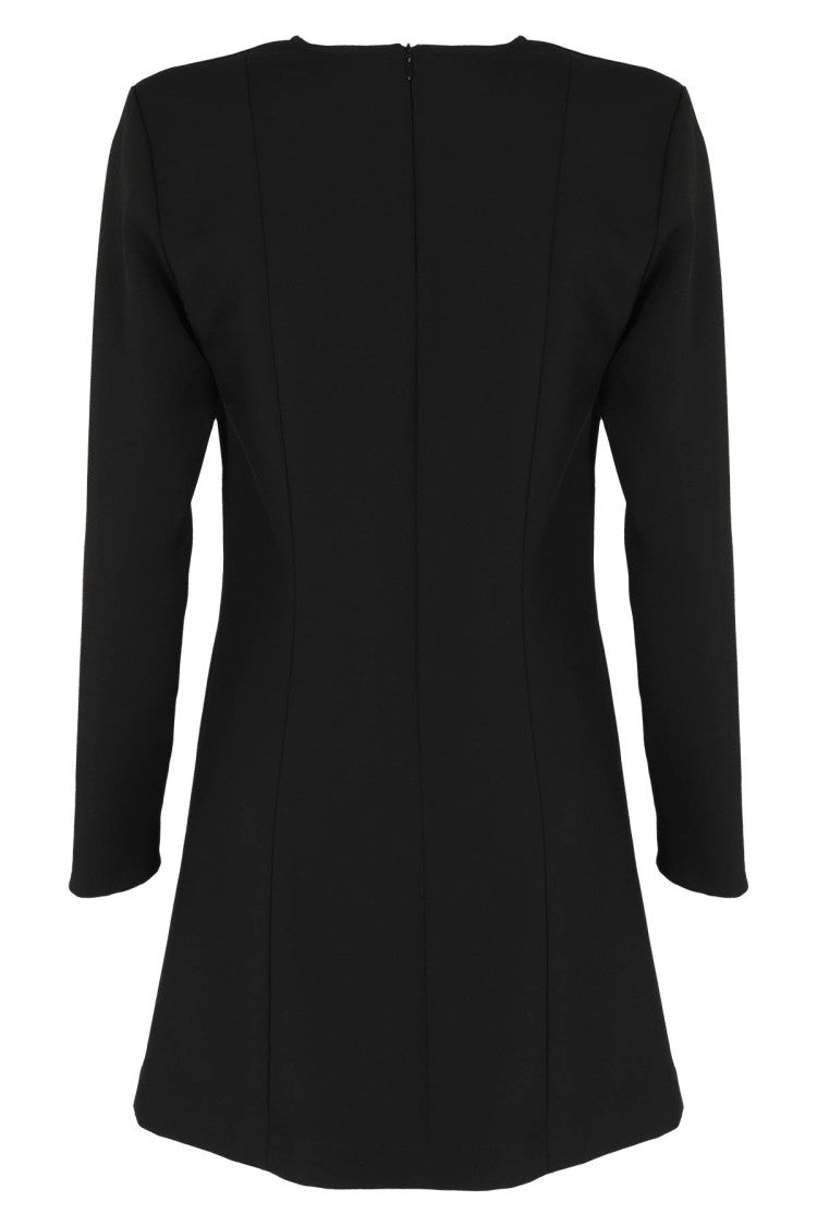 Bistretch Dress With V-Neck And Long Sleeves