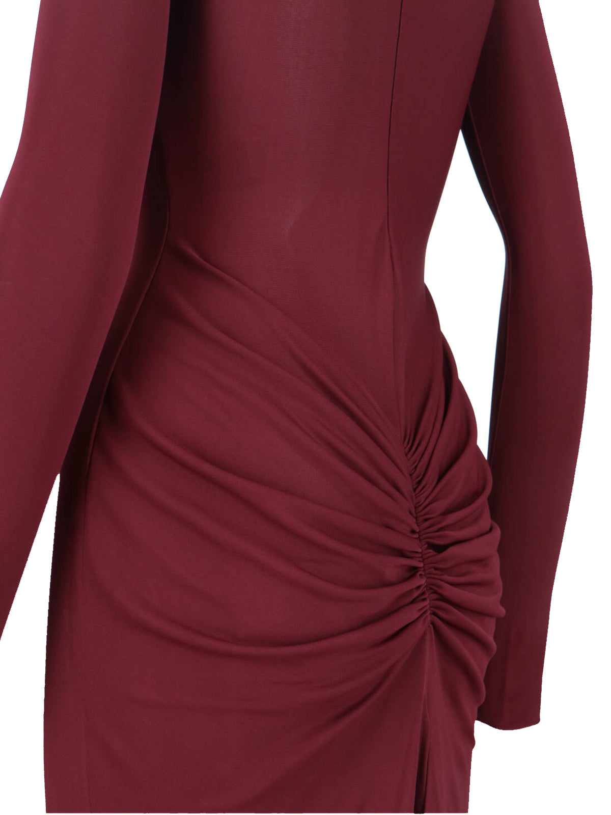 Bordeaux Draped High Neck Maxi Dress