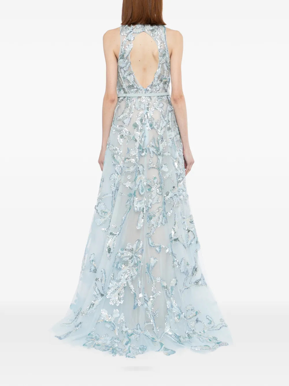 Embroidered Tulle Long Dress