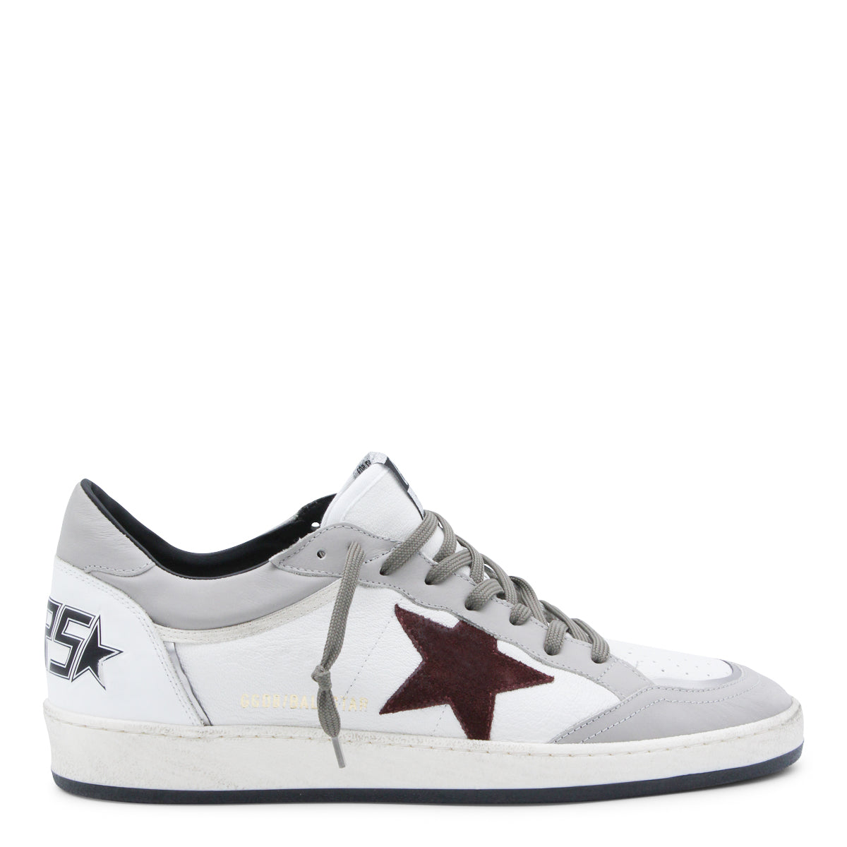 White Leather Sneakers with Burgundy Star
