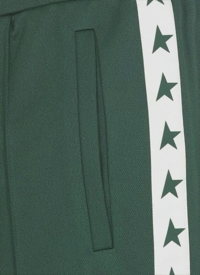 Tapered Green Joggers with Dark Green Star Motifs