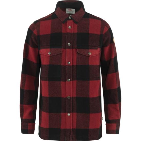 Long-Sleeved Check Pattern Shirt with Button-Up Front