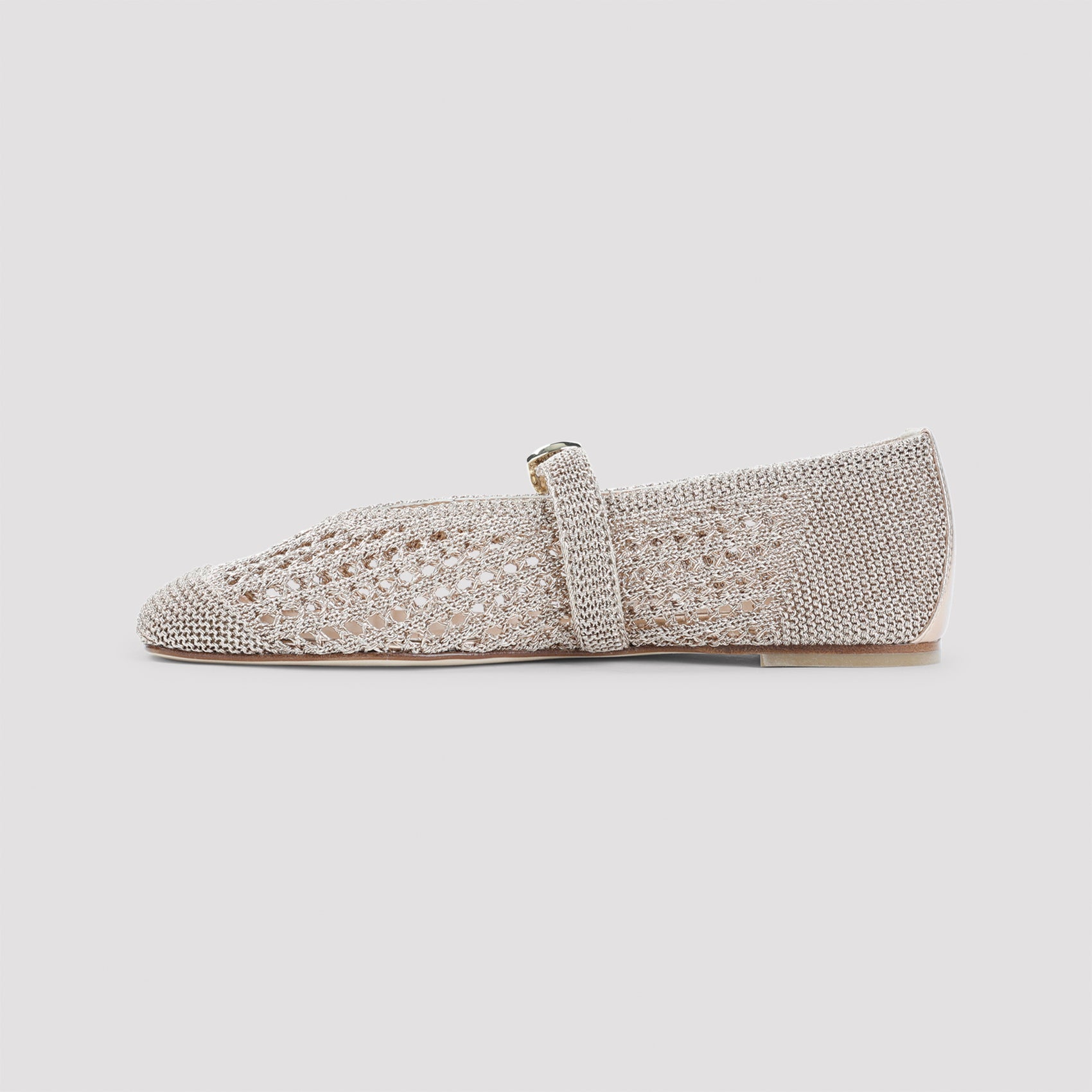 Metallic Mesh Ballerinas with Woven Texture