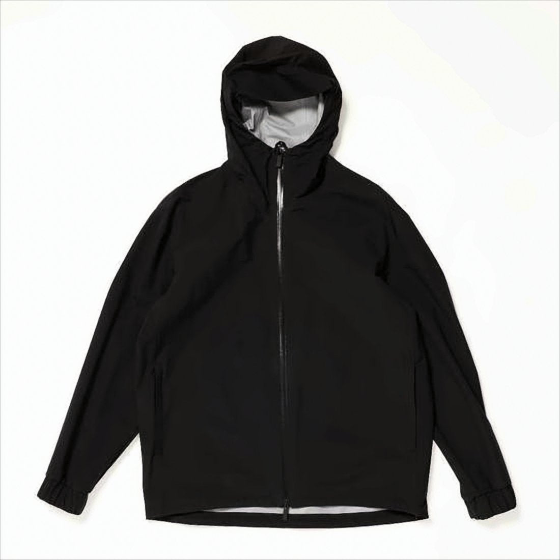 Hooded Black Polyamide Jacket with Design