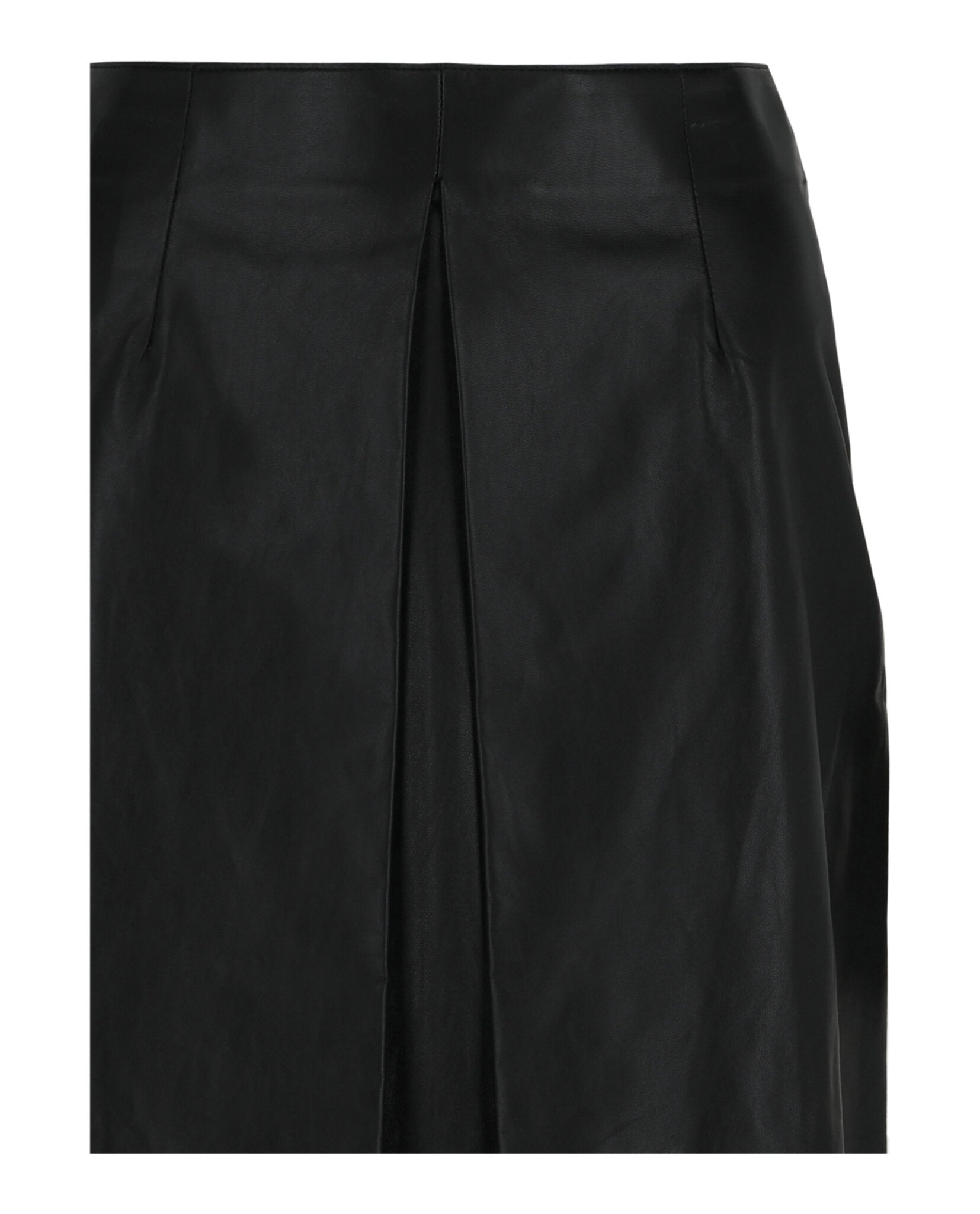 Pleated-Front Leather Midi Skirt
