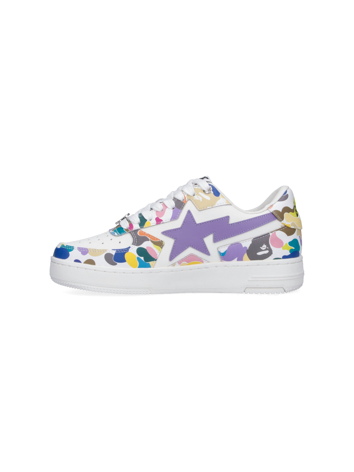 White Multicolor Camouflage Low-Top Star Sneakers