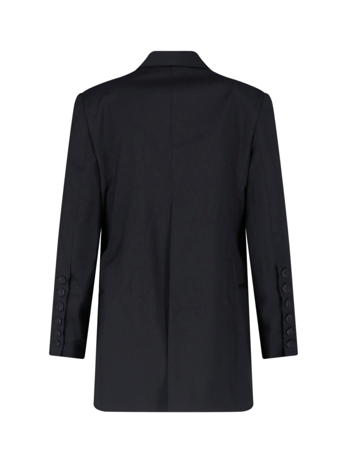 Black Beatrice Double-Breasted Virgin Wool Blazer