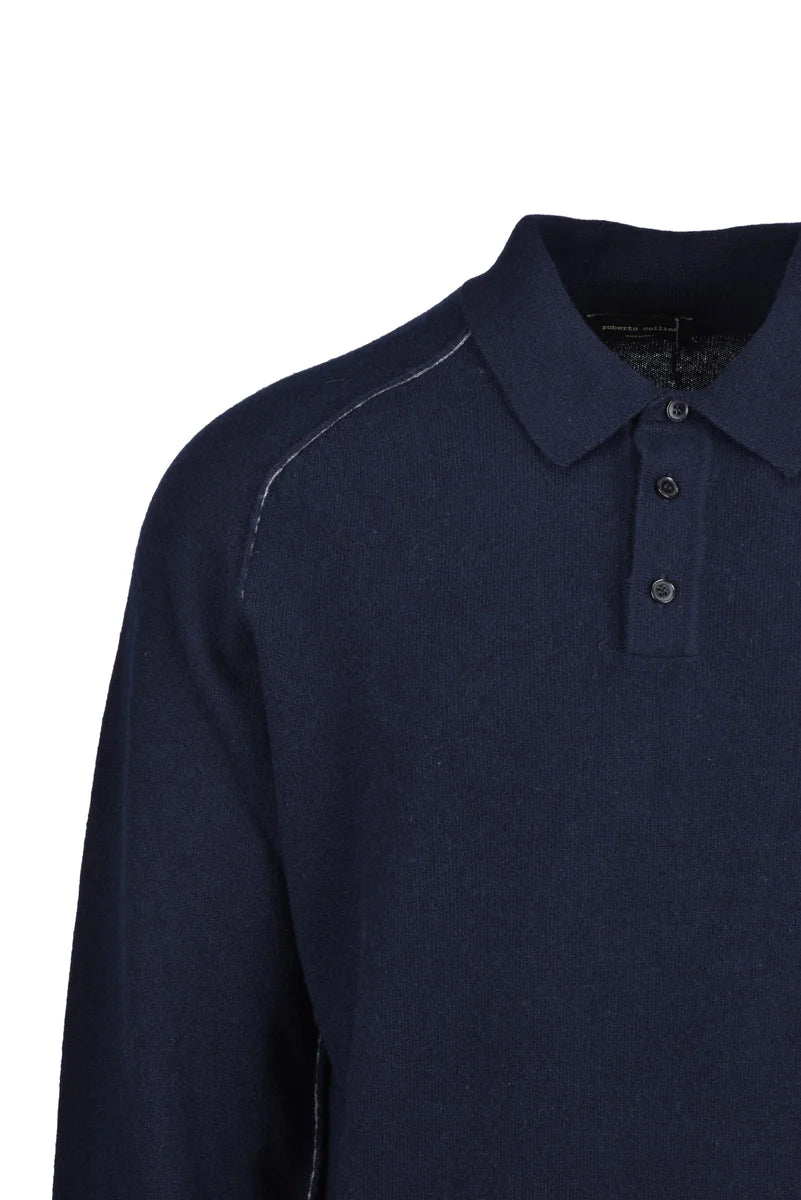 Knit Polo Wool/Cashmere - Blue