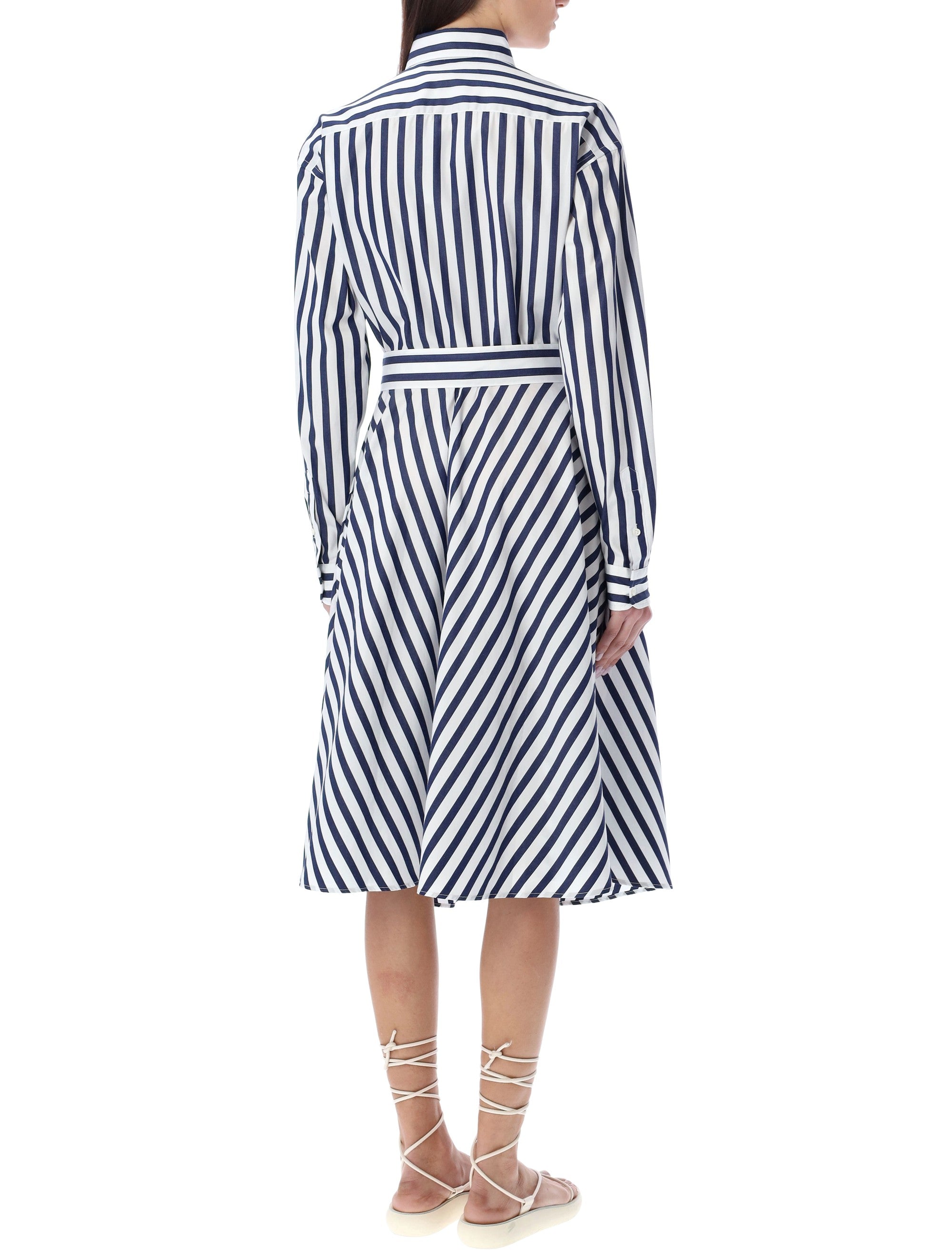 Striped Cotton Belted Shirtdress